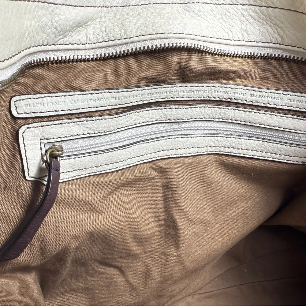 Ellen Tracy Cream and Brown Women's Handbag - Picture 10 of 13